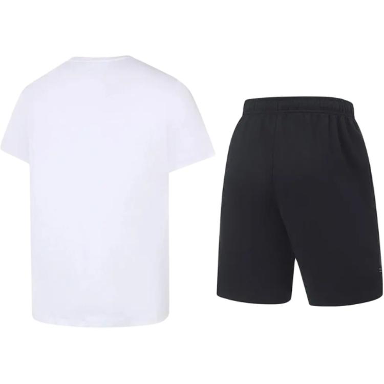 Li-Ning Plain Round Neck Pullover Short Sleeve T-Shirt Simple Quick-Dry Breathable Shorts Casual Sports Suit Unisex Sportswear ATSS069-11+AKST543-3