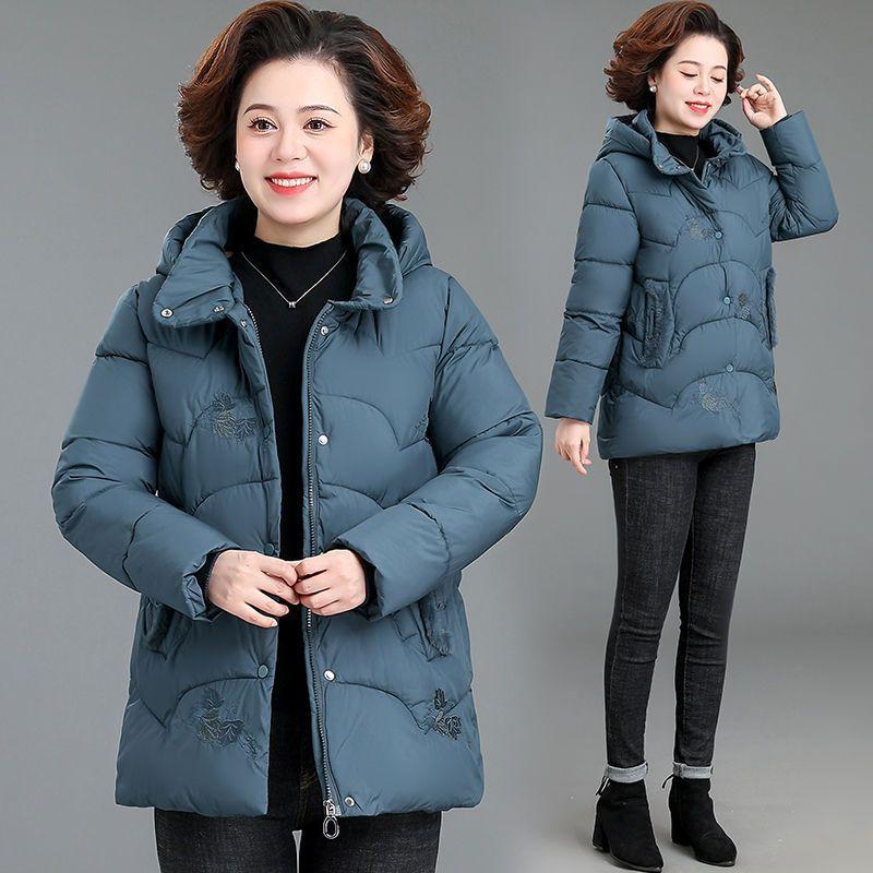 Fashion Slim-fit Hooded Down Cotton-padded Women's New Winter Thickened Warm Temperament Medium and Long Cotton-padded Jacket