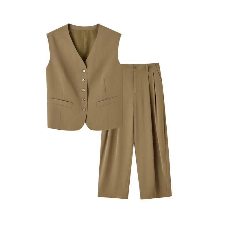Damen-Westen-Set mit ärmelloser Weste und verkürzter Haremshose im Quiet Luxury Stil