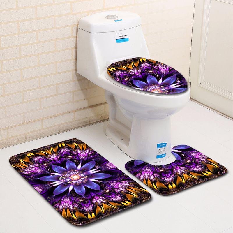 3D Printed Bathroom Toilet Three-Piece Floor Mat Door Mat Bathroom Carpet