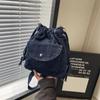 Student Simple Shoulder Tote Bag, Large Capacity Bag, Vintage Blue Distressed Style, Slouchy Crossbody Bag, Casual For Women's Daily Use