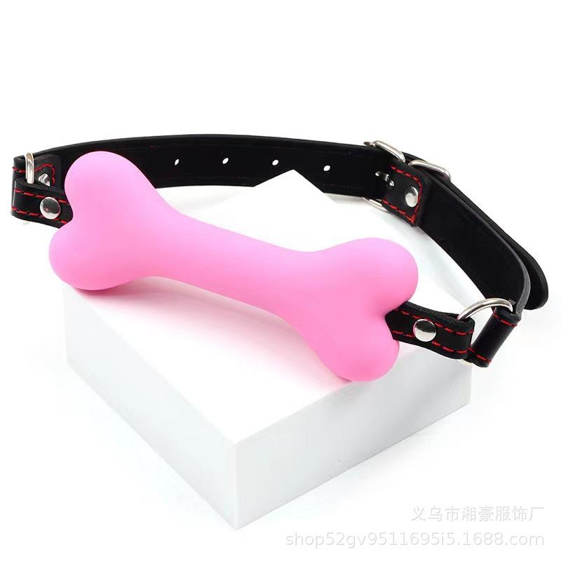 Měkký postroj Silikonový ústní roubík Pes Bone Ball Gag Otevřená ústa Gag BDSM Bondage Slave Gag Sexuální produkty SM sexuální hračky pro ženy