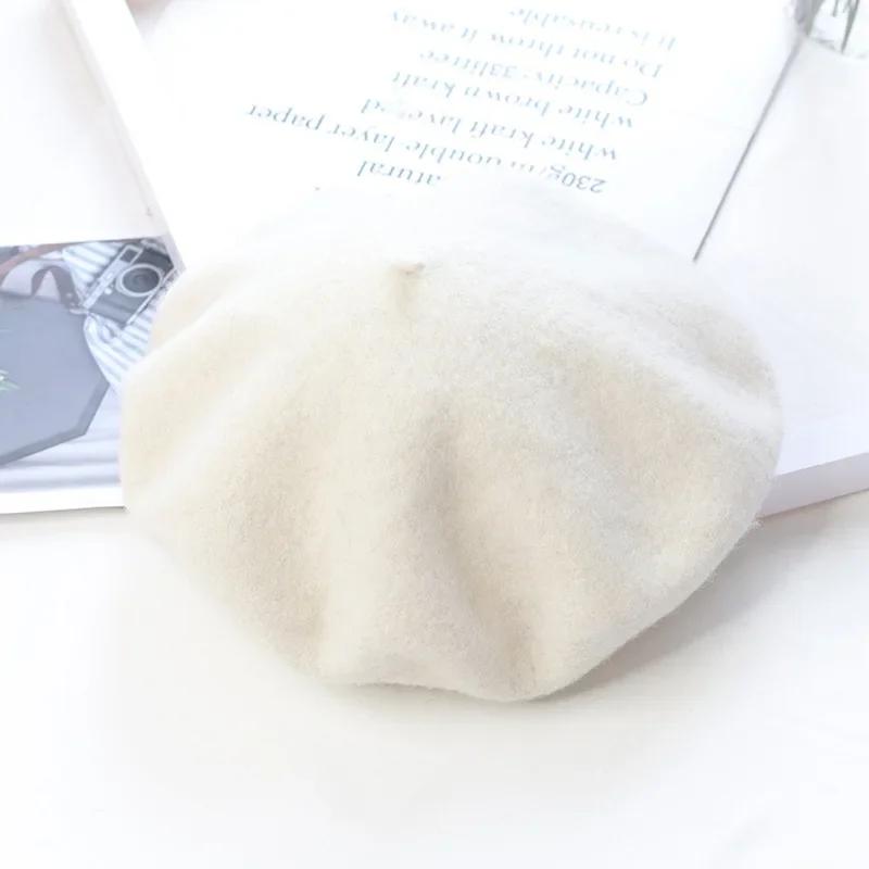 Winter Autumn Wool Thick Berets Artist French Retro Plain Multi-color Women Painter Hat Girls Female Warm Walking Outdoors Caps
