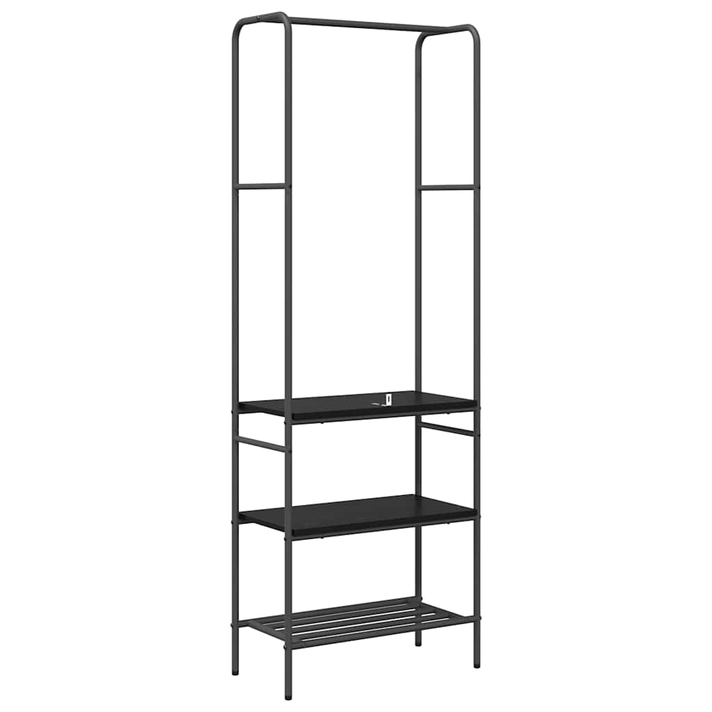 Clothing Rack with Shelf Black Oak Effect 60 X 30 X 171 Cm
