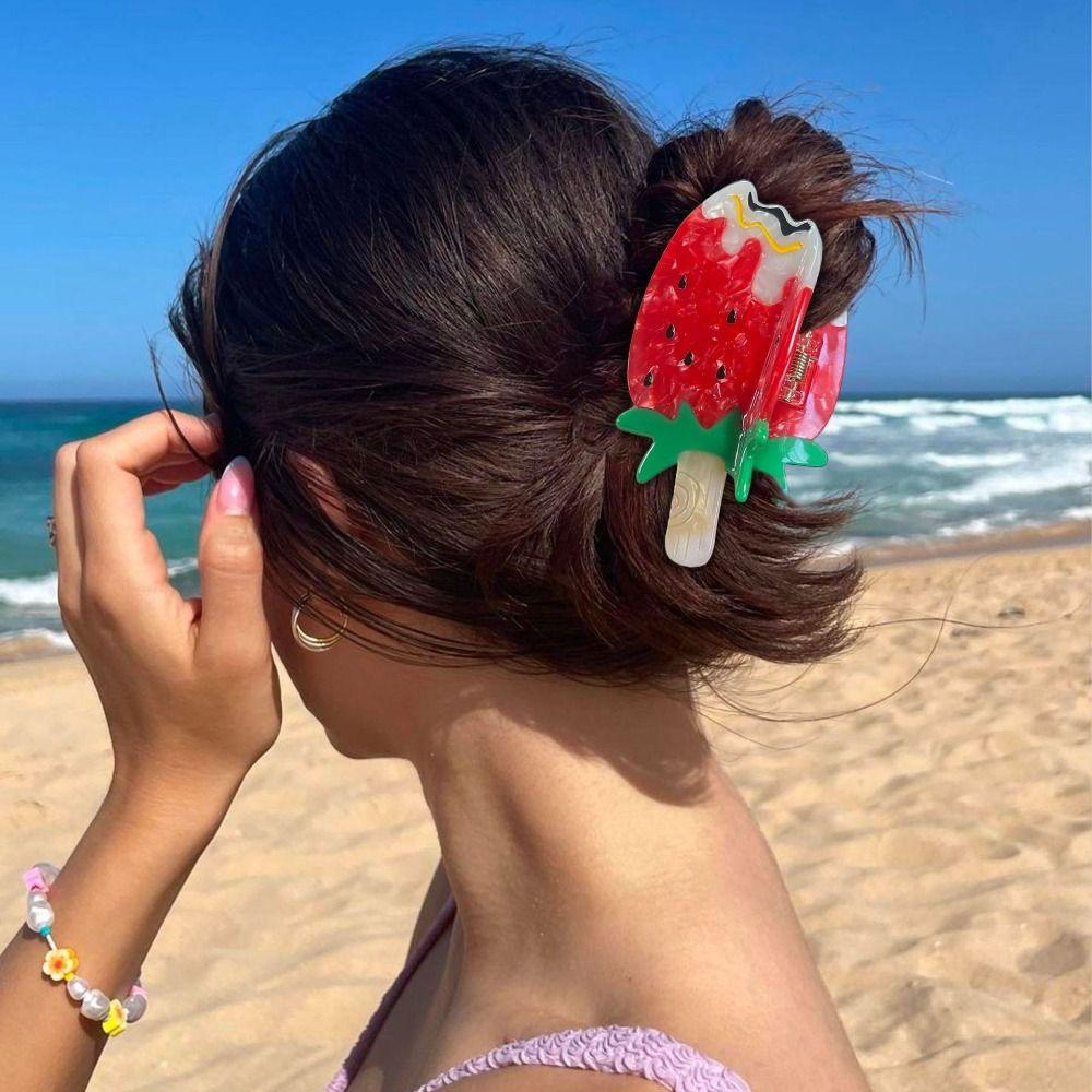 Sweet Ice Cream Shark Clip Cute Delicious Food Claw Clip Lovely Fruit Series Hair Claw  Girls