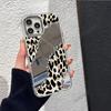 European and American broken diamond leopard print iphone17 mirror mobile phone case Apple 16promax advanced sense mirror mobile phone case 14