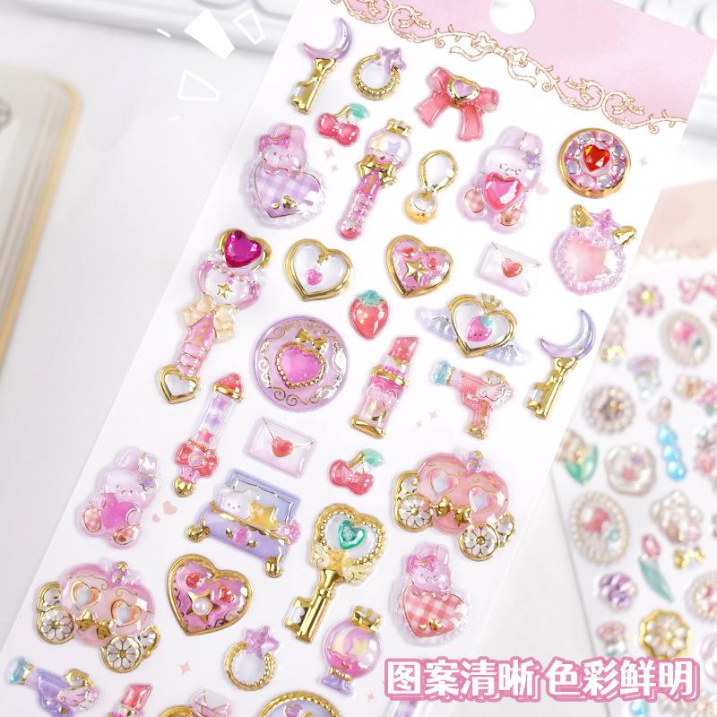 Hot Selling 3D Relief Crystal Stickers 1pcs Glitter Diamond Gemstone Decals for Toddler Girl Educational Reward Phone Case