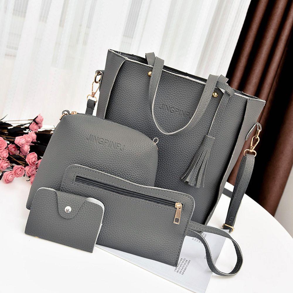 4Pcs Ladies Handbags Female Pu Leather Shoulder Messenger Bags Women Composite Bags Tote Bag Bolsa Feminina Crossbody Bag