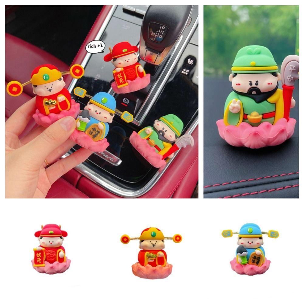 Chinese Mythological Lotus  God of Wealth Decoration Getting Rich Resin Figure  Office