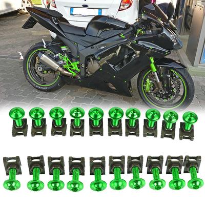 FOR KAWASAKI ER-5 ER6N ER6F EX250R GPZ500S GTR1400 Motorcycle Fairing Screws 20pcs 6mm Fastener Clips Body Spring Nut Bolts