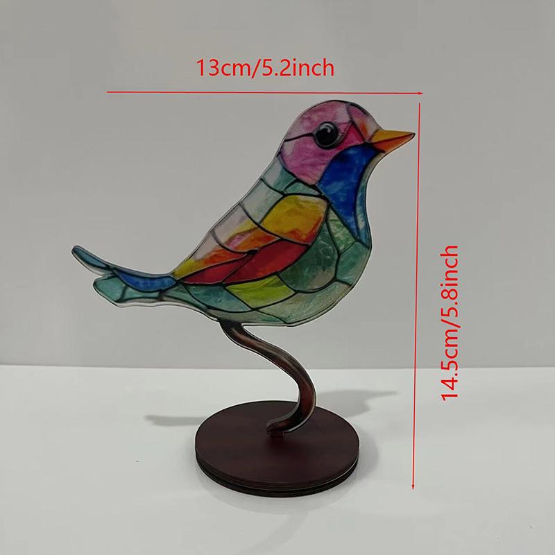 1 Stück Buntglas-Acryl-Vögel auf Ast Desktop-Ornamente Acrylmaterial