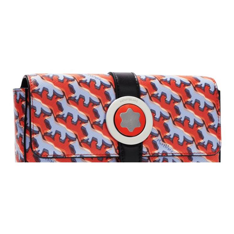 Montblanc X Maison Kitsuné Collaboration Casual Logo Leather Clutch Crossbody Bag Men Bags Orange 129017