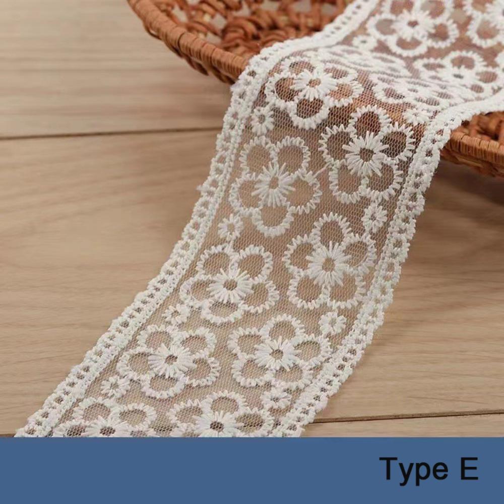 5 Yards Pure Cotton Sewing Trim DIY Craft Accessory White Flowers Fringe Trimming Ribbon Multi-size Decor Ribbon