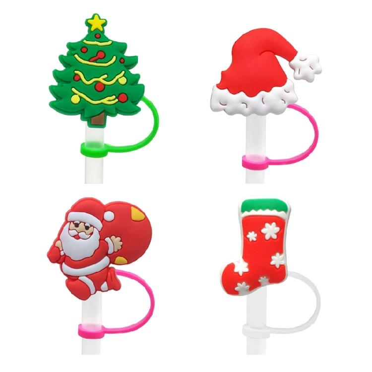 4x Cartoon Drinking Straw Caps Dustproof Cute Straw Cover Women Straw Toppers 1