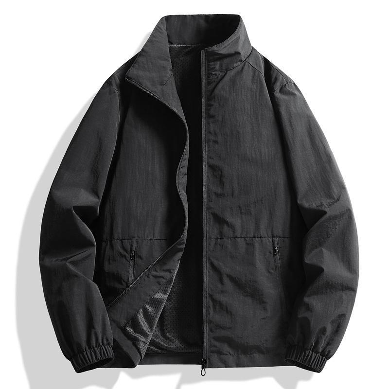 Men's Plus Size Stand Collar Jacket - Spring/Autumn Middle-Aged Casual Coat