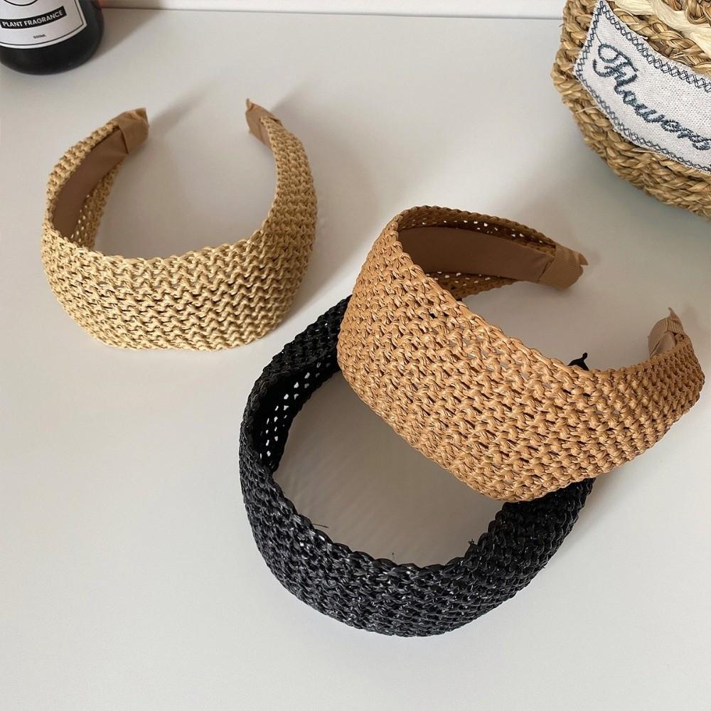 Bandeau Cheveux Ajouré Tressage Rotin Accessoires Cheveux Élégant Bandeau Tressage Paille Femme