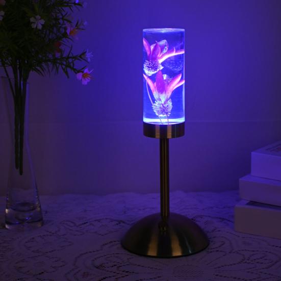 Desk Lamp Preserved Flower Acrylic Light Creative Ambient LED Night Lamp with Eternal Rose Lavender Design