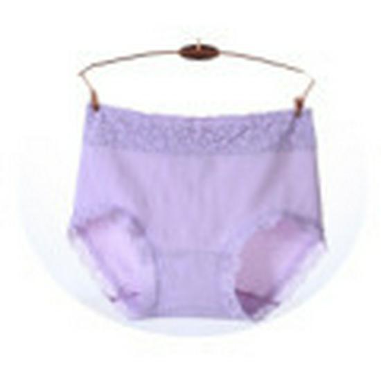 Women's Plus Size High-Waist Breathable Cotton Lace-Trim Tummy Control Panties