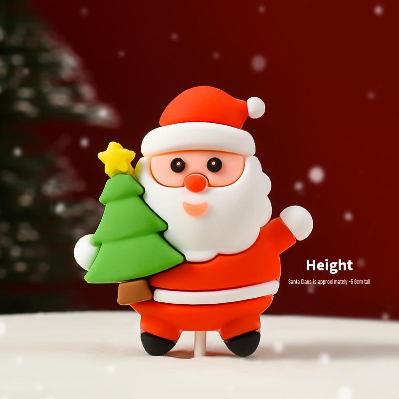 Popular Soft Glue Christmas Cake Ornaments: Santa Claus & Snowman Inserts for Holiday Party Desserts