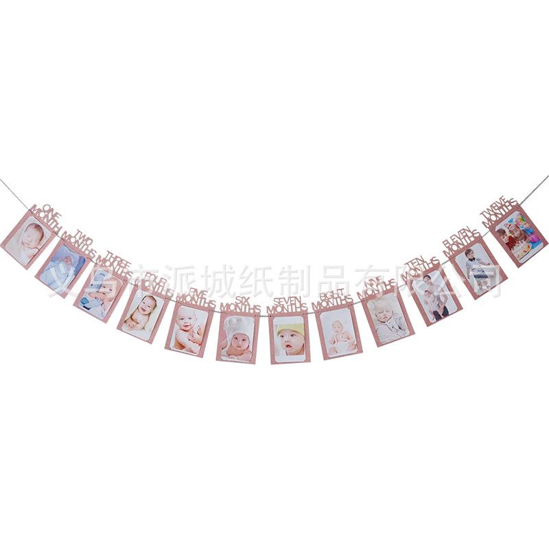 Rose Gold Glitter 1st Birthday Backdrop & Photo Garland