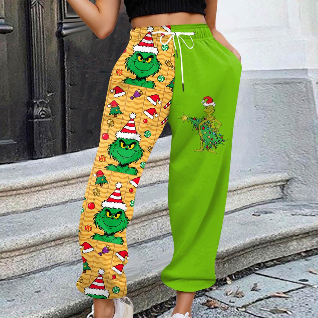 Women's Casual Fashion Christmas Printed Casual Sweatpants Elastic Waist Drawstring Pants