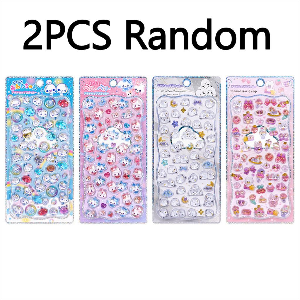 Embossed 3D Crystal Animal Stickers Melody Relief PVC Drop Particle DIY Crafts Decorative Decals