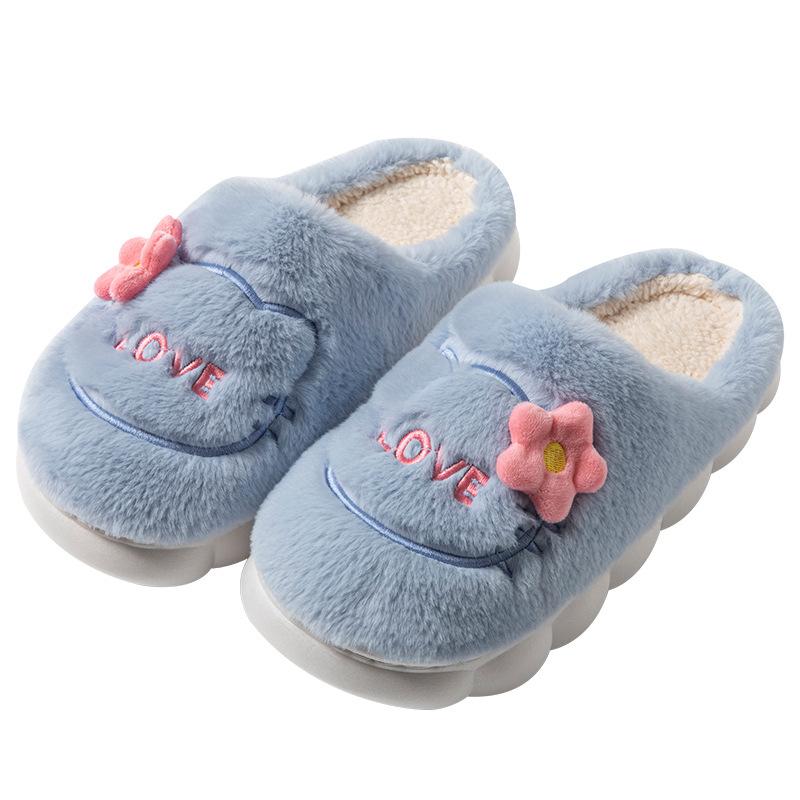 Stepping on shit cartoon embroidered wool slippers autumn and winter home indoor warm piled thick-bottomed cotton slippers