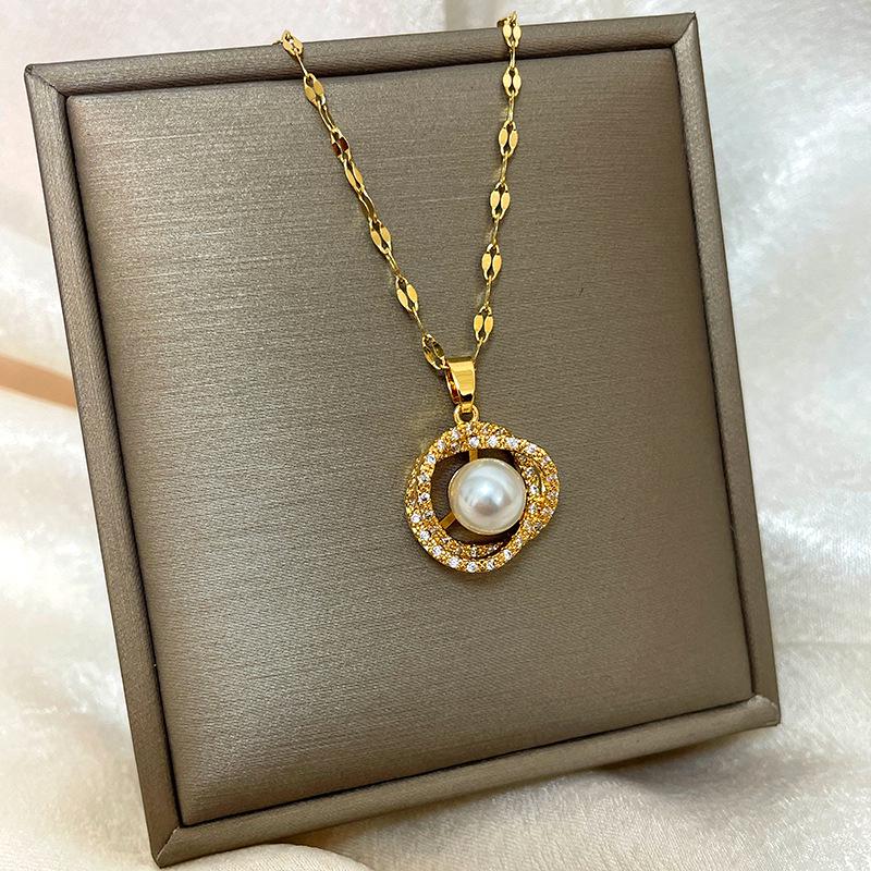 18K Vergoldete Kupfer Schlüsselbeinkette mit Abakus Kürbis Schwan Design.