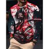 T-shirt da uomo a maniche lunghe con stampa a righe 3D, top da uomo comodo, traspirante e versatile