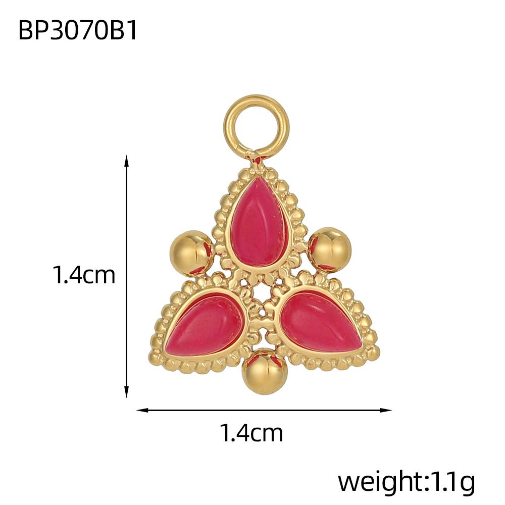 CARLIDANA Stainless Steel Multi-Color Natural Stone Jewelry Charm Fan Round Pendant for DIY Necklace Earrings Accessories