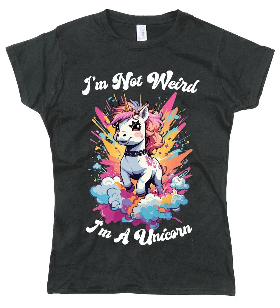 Unisexs Funny T Shirt Im Not Weird Im A Unicorn Female Fit Funny Cotton T Shirt 2XL