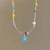 Party Necklace Colorful Star Beaded Pendant Clavicle Chain Delicate Star Collar Choker Necklace for Women Girl Birthday