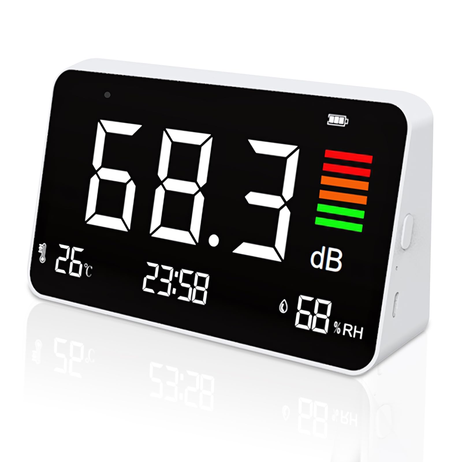 

Multi-functional Tabletop Noise Meter, Decibel Meter, Large LCD Display, Withstands Temperatures -10 - 50 білий