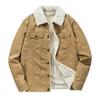 Padded-on Men's Winter Velvet Thickened American Tooling Jacket Middle-aged and Young People Fur Collar Retro Pure Cotton-padded Jacket