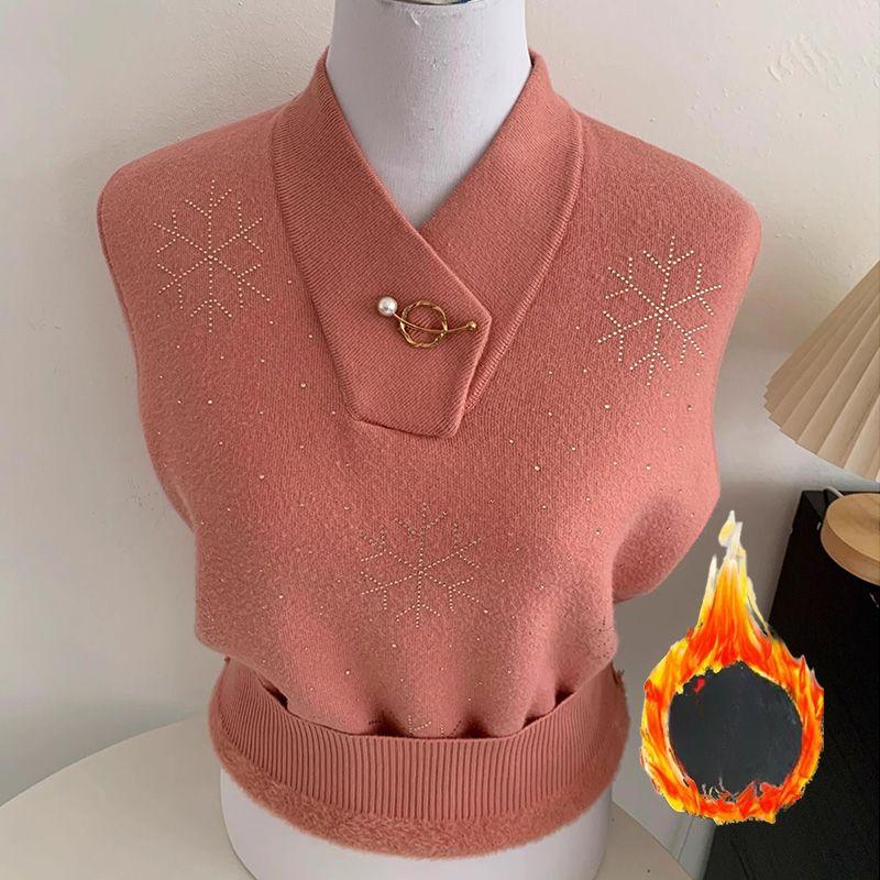 

Женский флисовый свитер Plus, зимний флисовый трикотаж с V-образным вырезом, теплый пуловер, джемпер, вязаный топ 2XL оранжевый