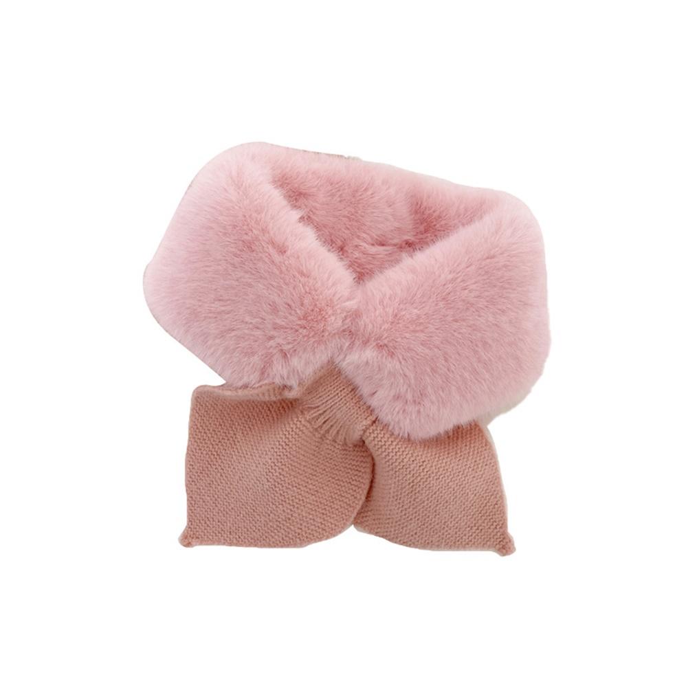 Children's Scarf Solid Color Bow Warm Plush Bib For Autumn Winter
