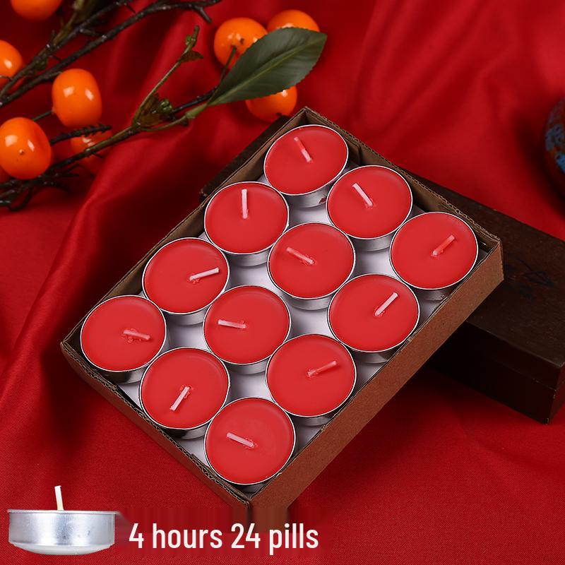 Ghee Lamp Set - 100 Smokeless & Odorless 4-Hour Buddha Offering Candles with Wick and Boiling Tea Plant.