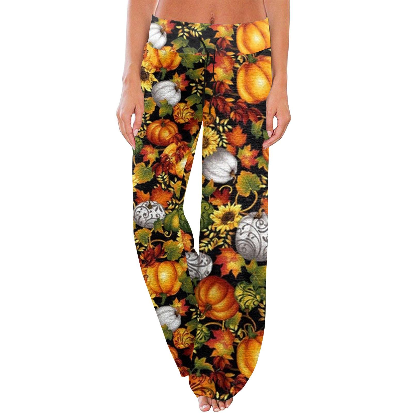 

Женские удобные пижамные штаны с принтом Хэллоуина, широкие брюки с завязками L циан