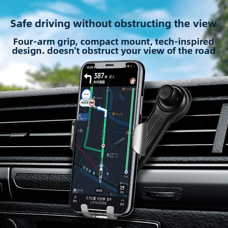 Vehicle Air Vent Phone Holder With Metal Hook And Extendable Arm For Car Navigation