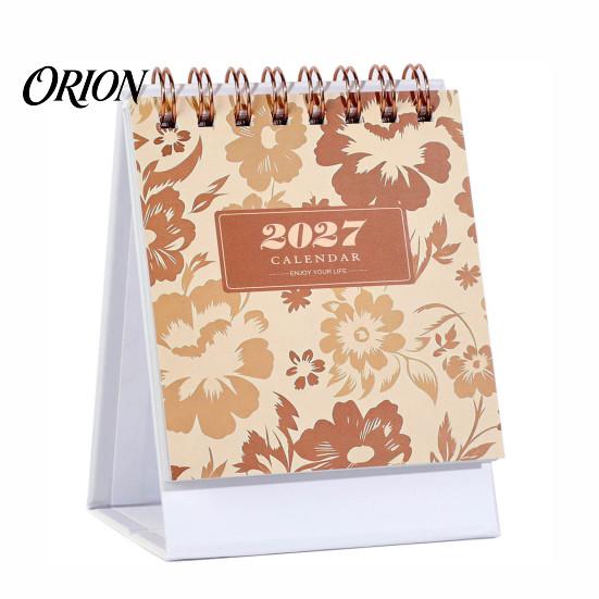 Spiral Bound Calendar 2026-2027 Mini Desk Calendar, 18 Months July 2026 To Dec 2027 Small Desktop Flip Floral Theme Standing with Twin-Wire Binding