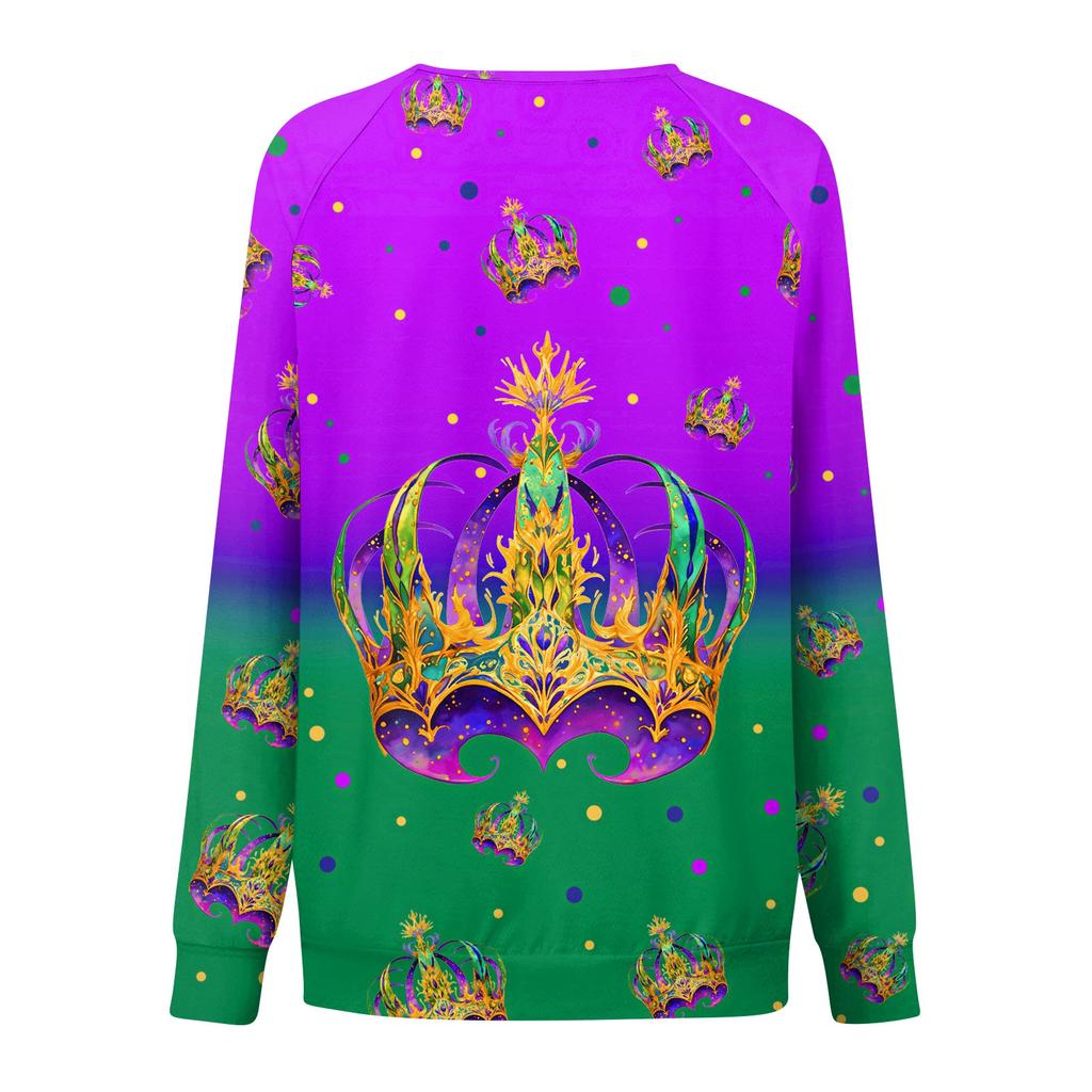 Round Neck Long Sleeve Sweatshirts For Women Print Graphic Top Casual Basic Tops Pullover