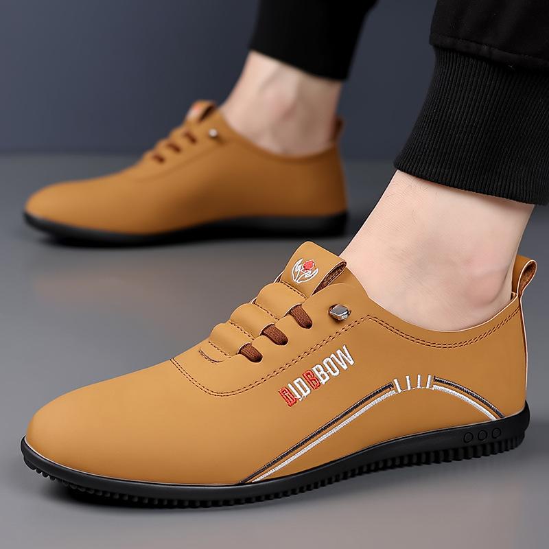 Summer Leather Shoes Soft Leather Men's Shoes Soft Soles Men's Business Casual Shoes One Pedal Hundred Towers Lightweight Beanie Shoes Board Shoes