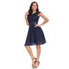 Rochii de cocktail pentru femei Dantela florala decolteu rotund Fusta leagan din sifon Panglica talie Cinch Rochie de seara stil Hepburn