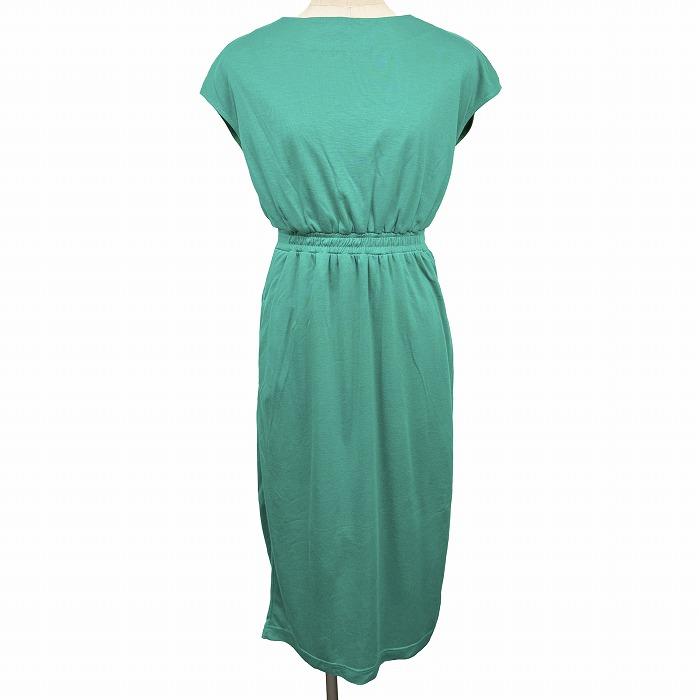 [New] [Impression N] PLST Plaste cut and sew dress, slit on left hem, no zipper, long, lined, plain, French sleeve, short sleeve, rayon x poly 2,