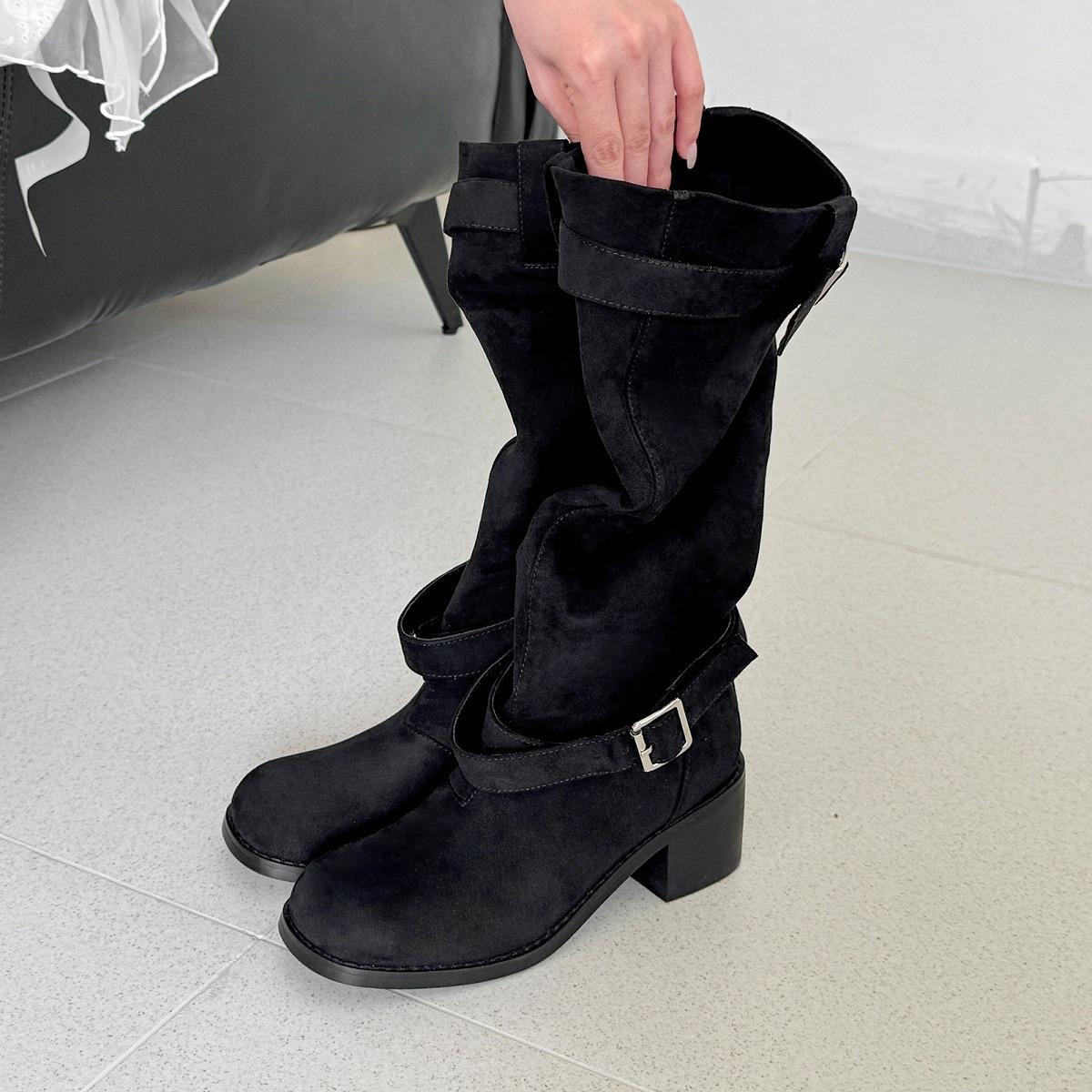 

Summer boots Maillard 2025 new women s wasteland wind Xinjiang grassland dancing pile boots 40 чёрный