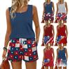 Women Sleeveless Tank Top and Casual Shorts Set with Pockets Square Neck Summer Two Piece Outfit Lightweight Breathable Fabric
