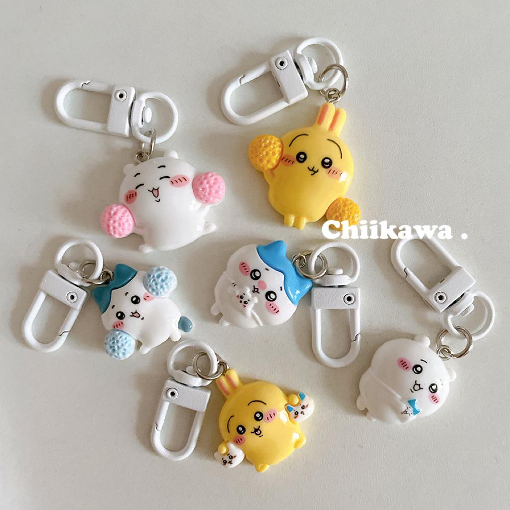6Pcs Sanrio Chiikawa Keychain Kawaii Anime Hachiware Usagi Cute Anime Series Backpack Bag Pendant  Key Accessories Birthday Gift