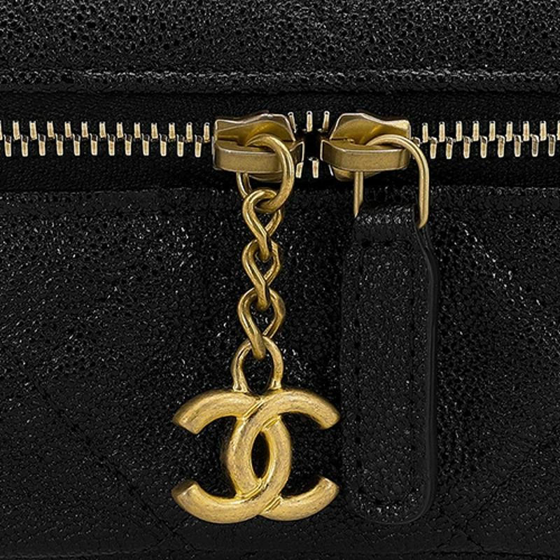 Chanel Gold Buckle Pure Color Fashion Leather Chain Diamond Pattern Lychee Grain Leather Box Bag Handbag Messenger Bag Small Female Black