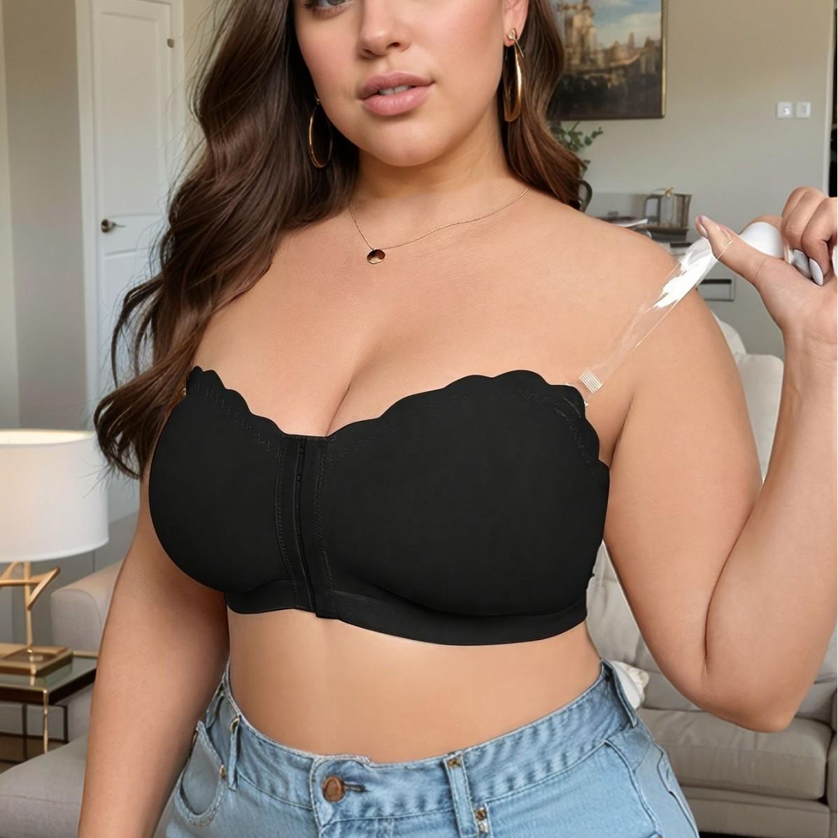 

Невидимый бесшовный топ-бандо, нижнее белье, однотонный, простой, удобный, дышащий, большого размера, бюстгальтер 4XL чёрный