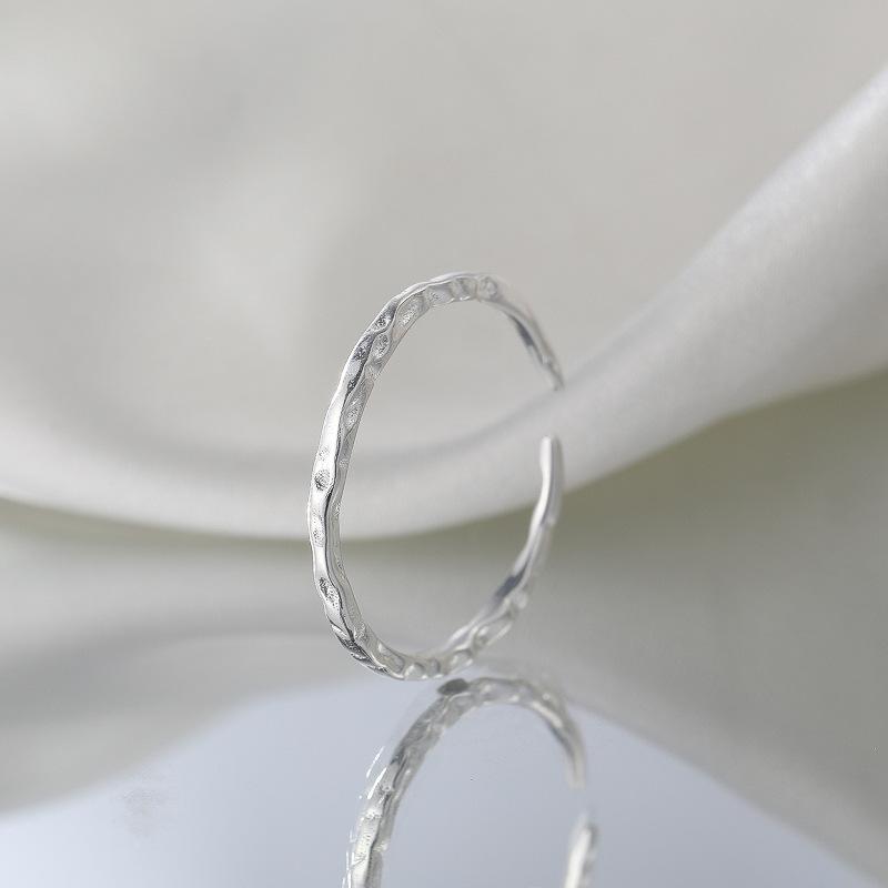 Bague texturée en argent sterling S925 pour femme, design simple, léger et luxueux, bracelet simple, ouverture réglable